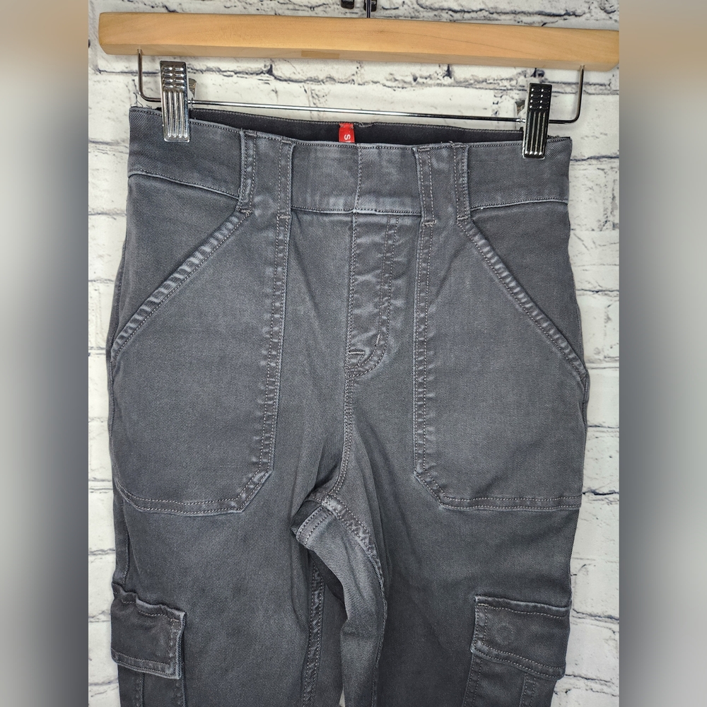 Spanx Petite Pants Stretch Twill Ankle Cargo Dark Gray‎ - Picture 4 of 6